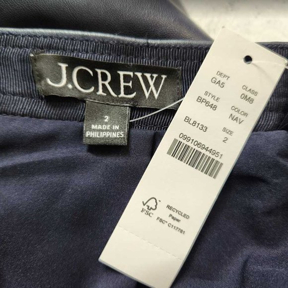 New women's 00 J Crew A-Line midi skirt in Navy faux leather - Picture 4 of 9